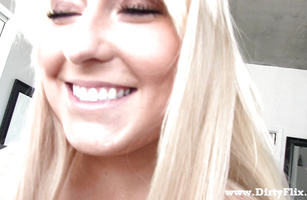 Salacious first timer Tanielle rubs her snatch