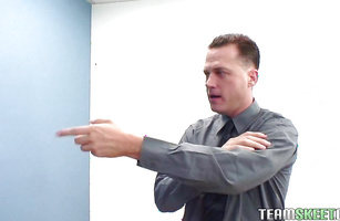 Striking brunette bombshell Tristan Kingsley gets picked up and fucked by strong fellow