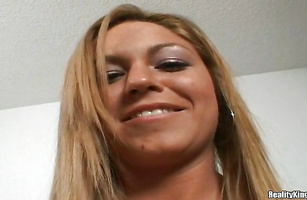 Cheerful girl Sarah Starr who gets her snatch annihilated